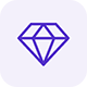 Purple diamond icon on white background
