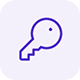 Key icon in purple outline on white background