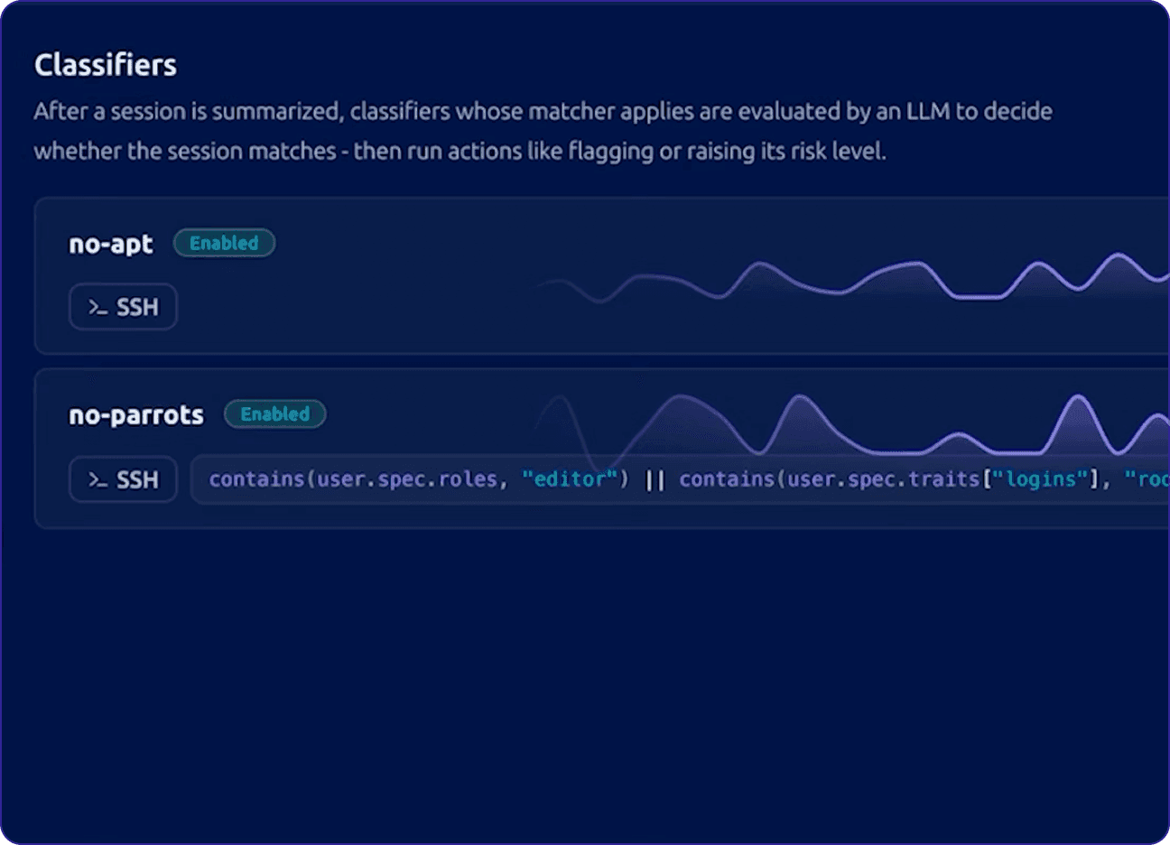 Session summary classifiers