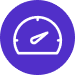 Speedometer icon on purple background