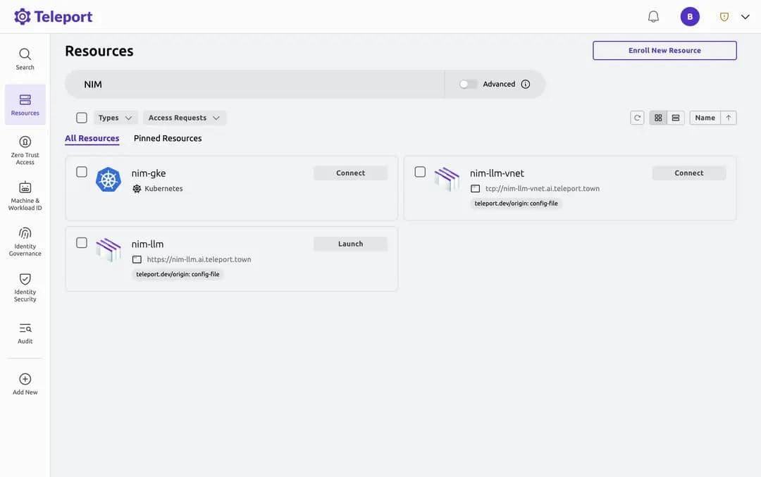 Teleport Zero Trust Access with NIM resources