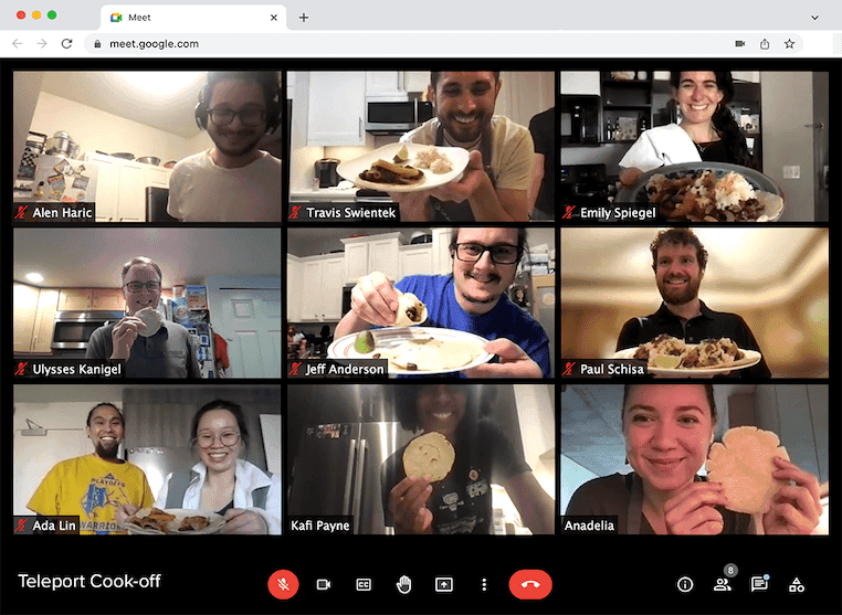zoom screenshot of people with tacos