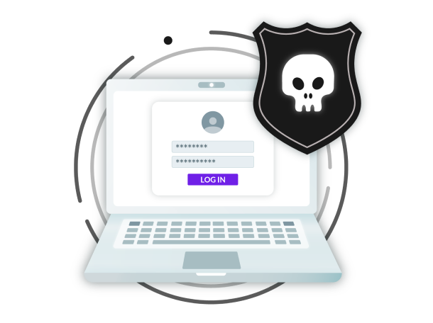 Image of log in screen with skull graphic