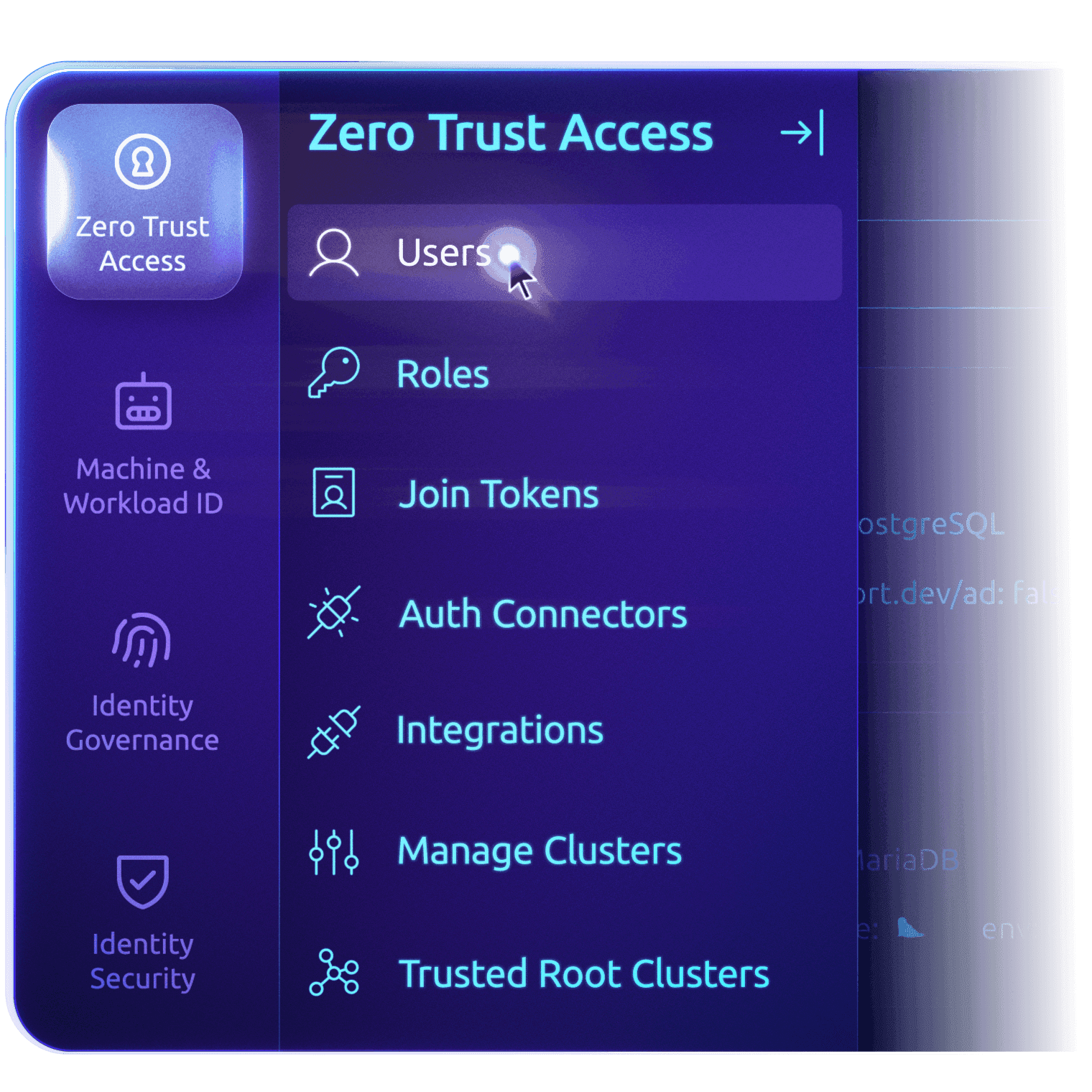 Screenshot: Teleport Zero Trust Access navigation menu