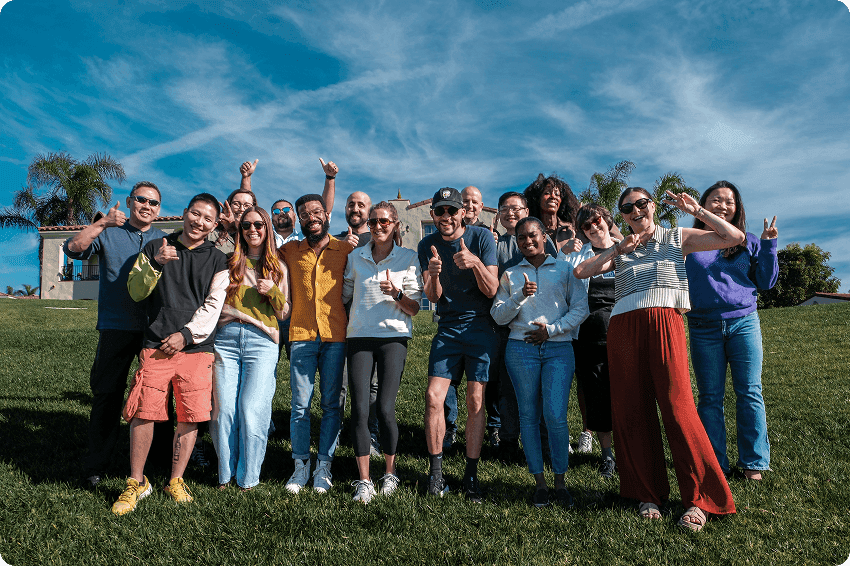 Group of happy people outside