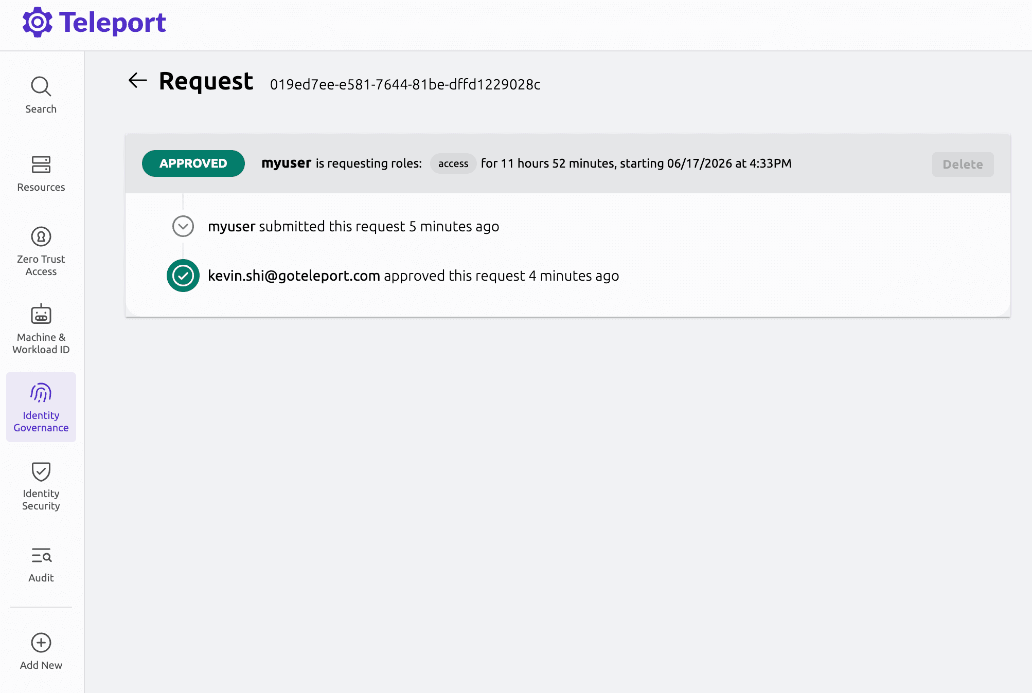 Access Request reviewed on Web UI