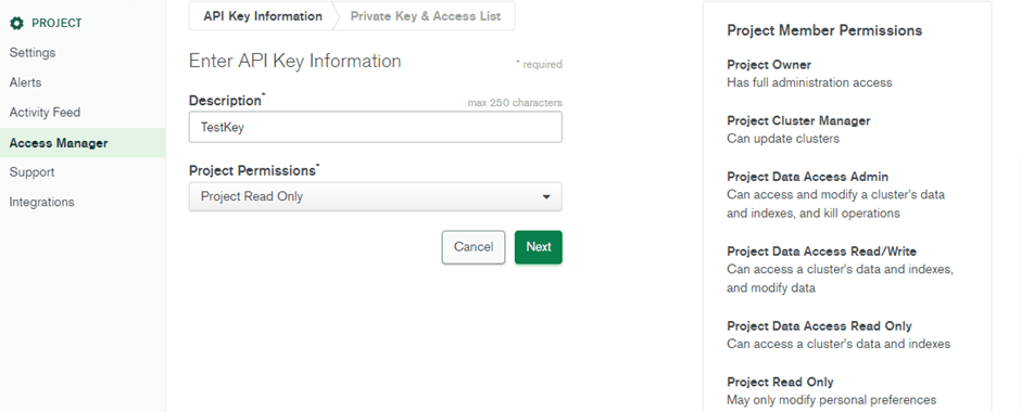 Image of the MongoDB Project Access Manager