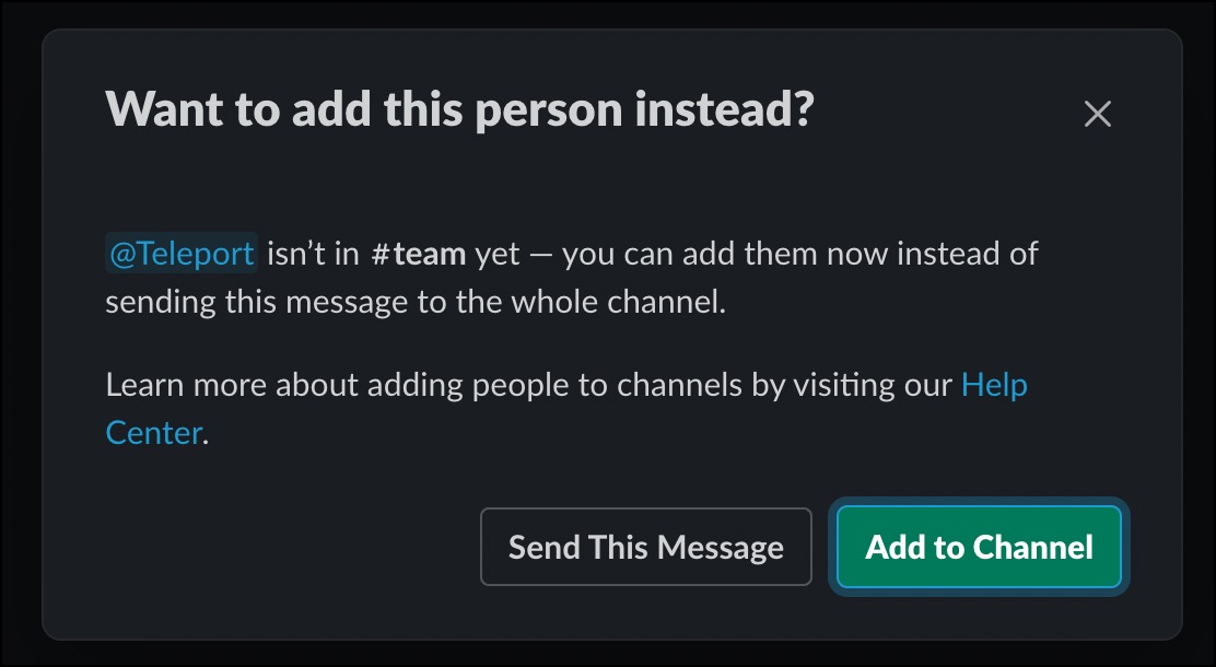 slack add to channel