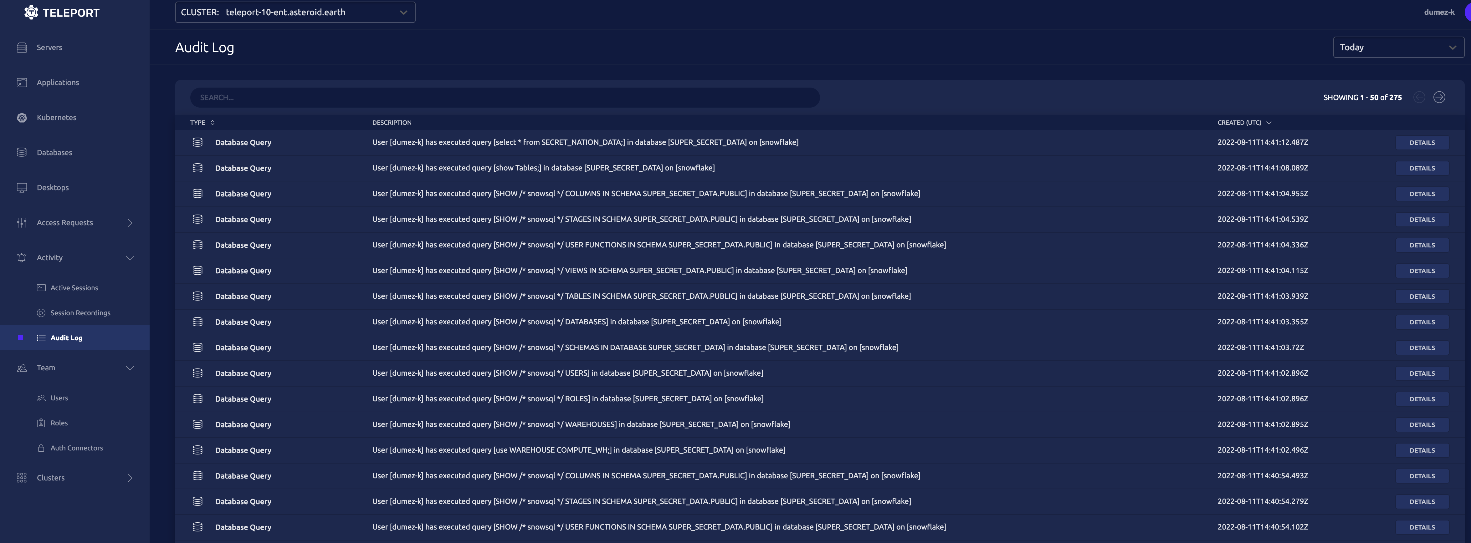 audit log