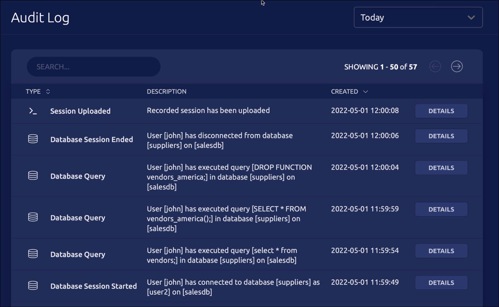 teleport audit log