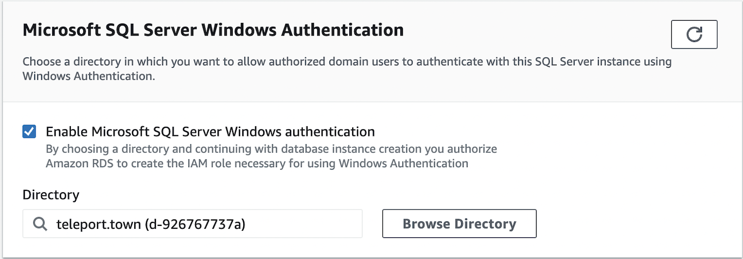 aws rds windows authentication teleport