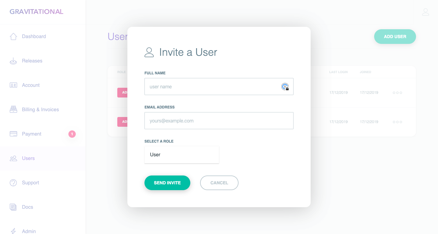 Inviting team members via the Teleport Dashboard