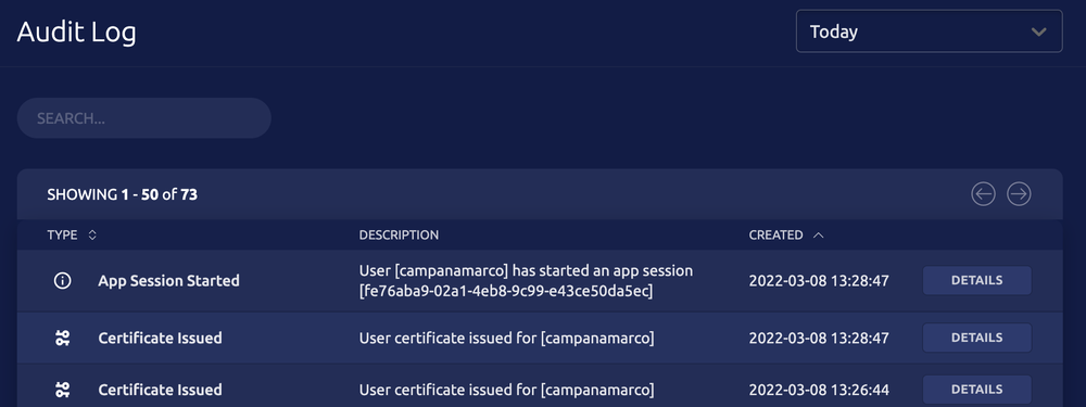 Audit Log rotating certificates and storing AWS session data