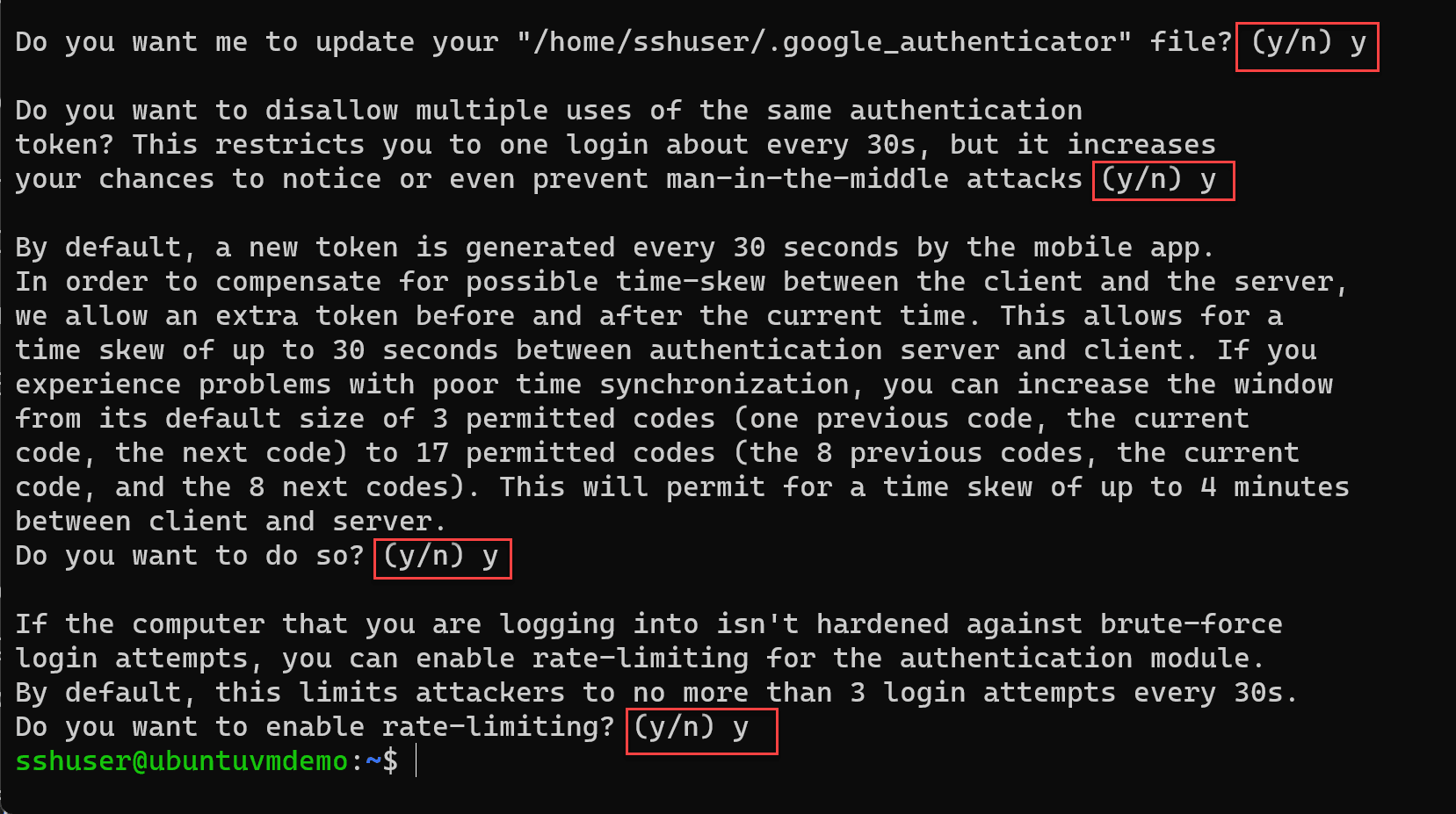 Google authenticator setup