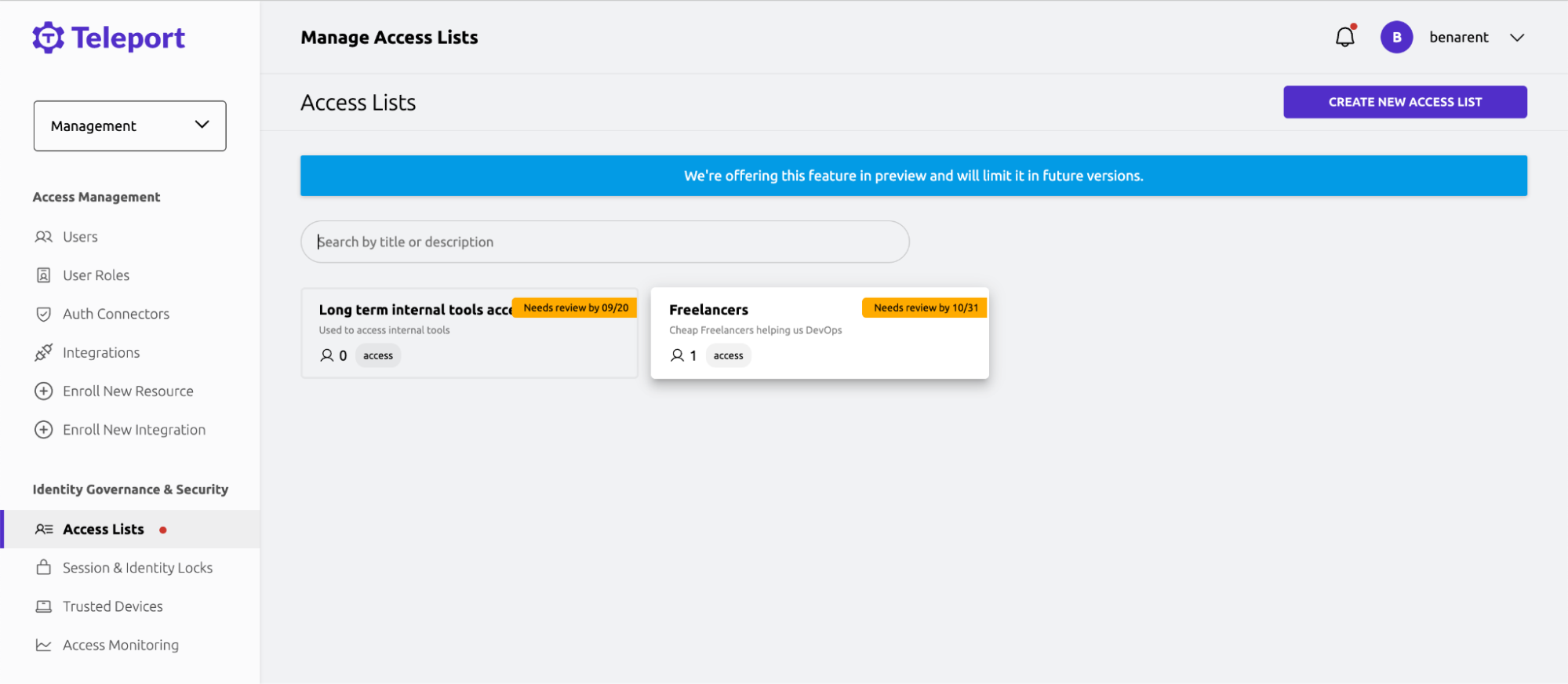 Manage Access List