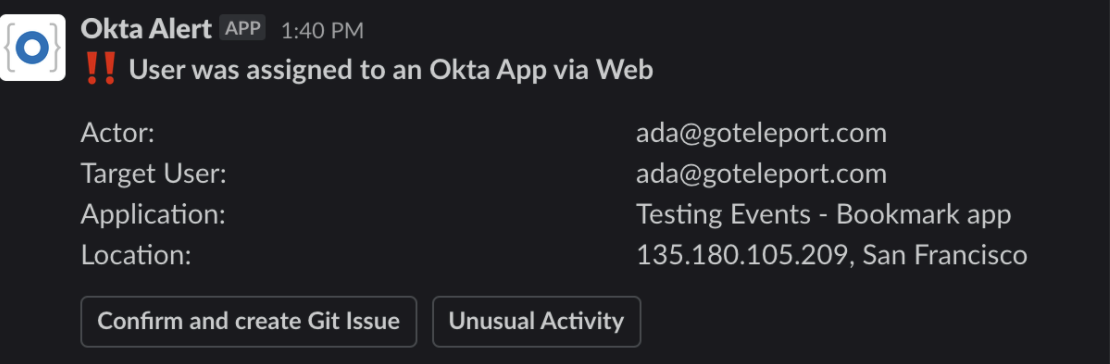 Okta Alert