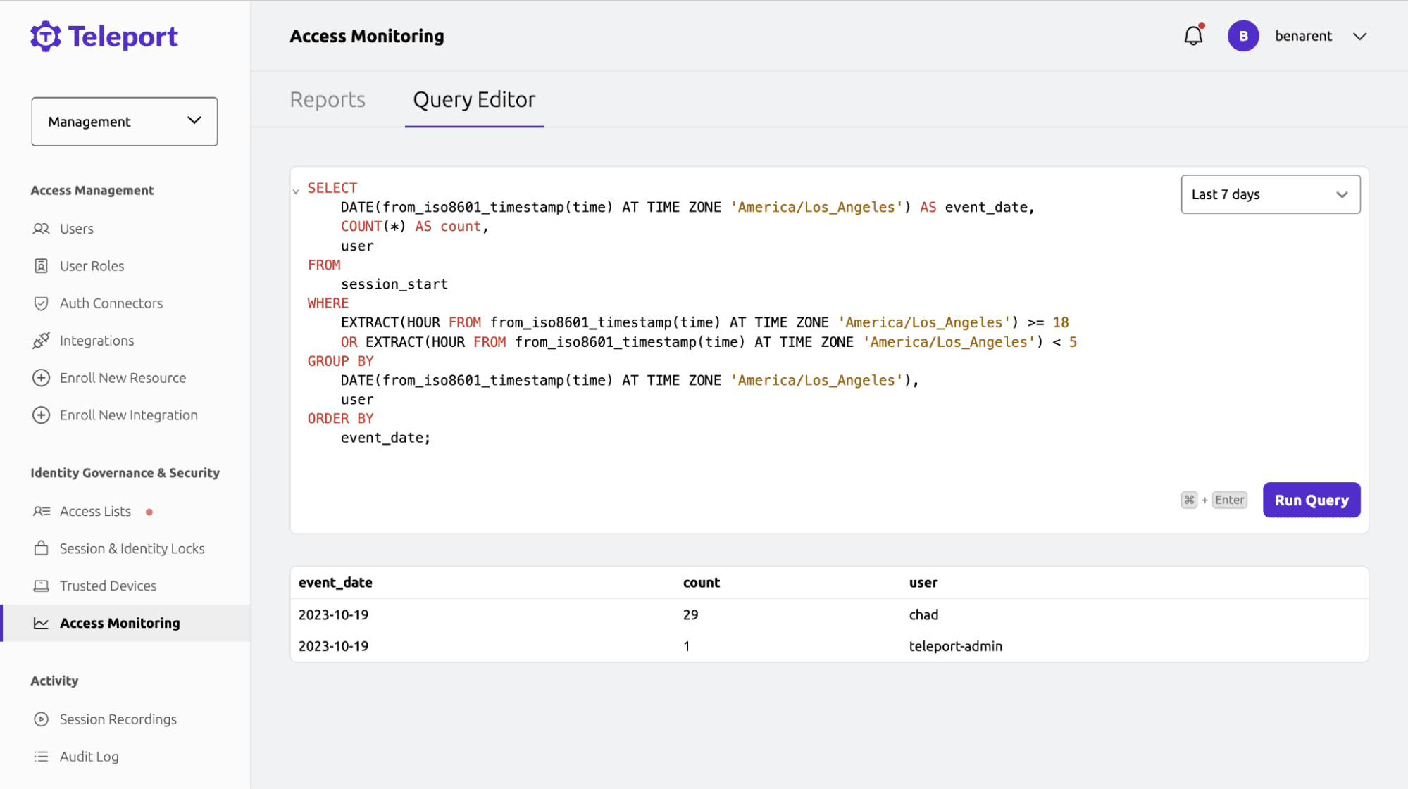 Query Timezone