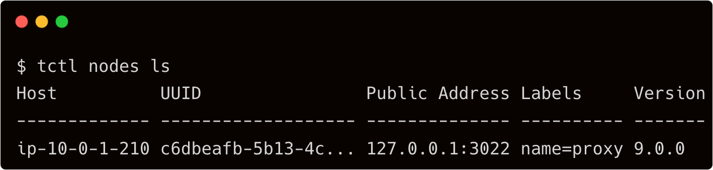 tctl node ls