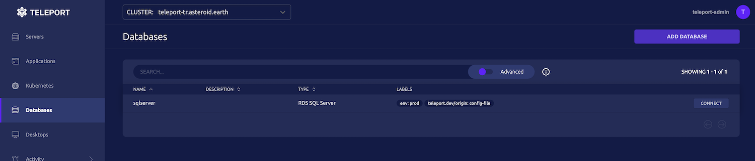 teleport sqlserver database