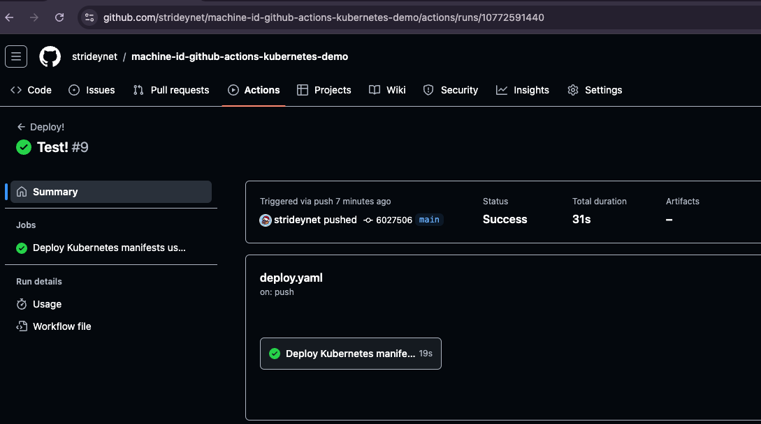 Example of GitHub Actions and Teleport.
