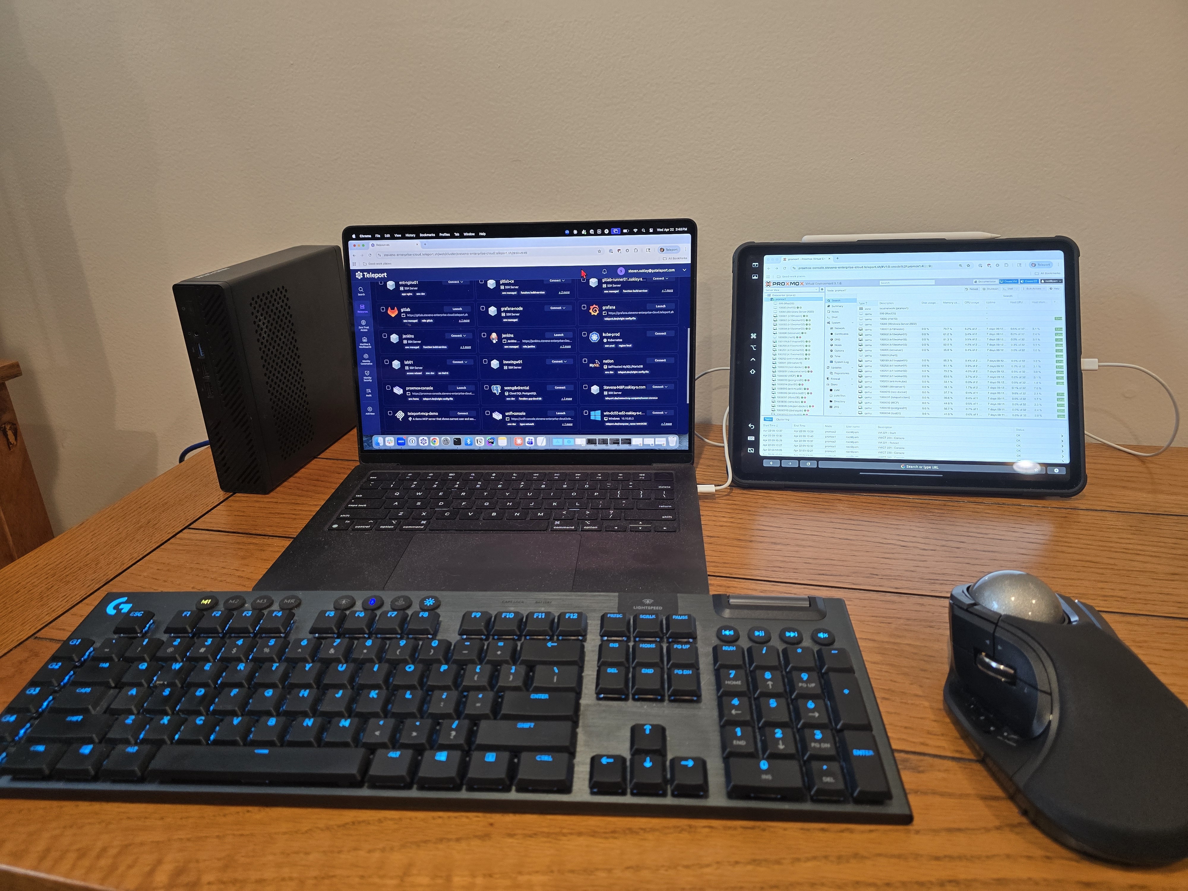 Proxmox homelab setup using Terraform, Ansible, Windows AD, and dual Teleport cluster integrations.