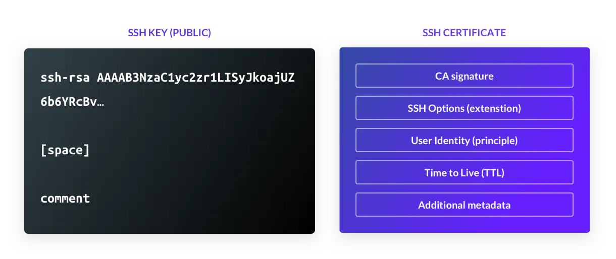 SSH key vs cert