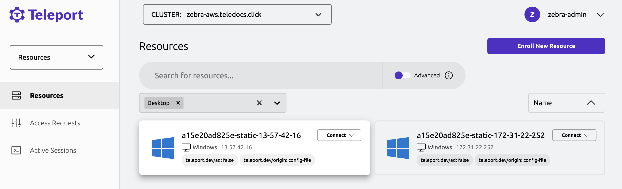 Connect to a Windows desktop from the Teleport Web UI