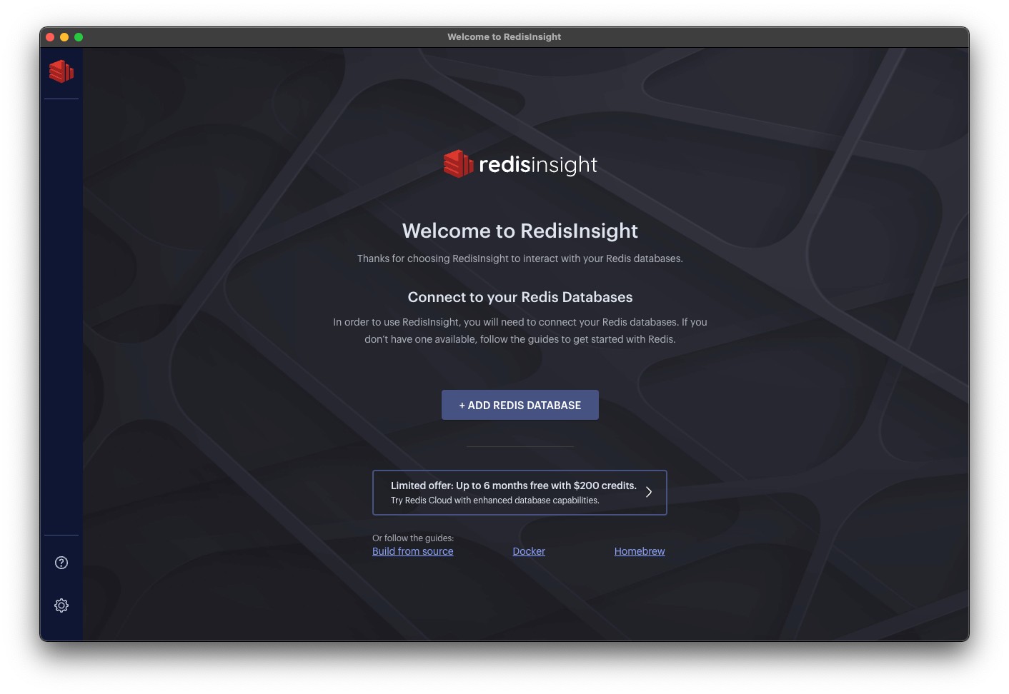 Redis Insight Startup Screen