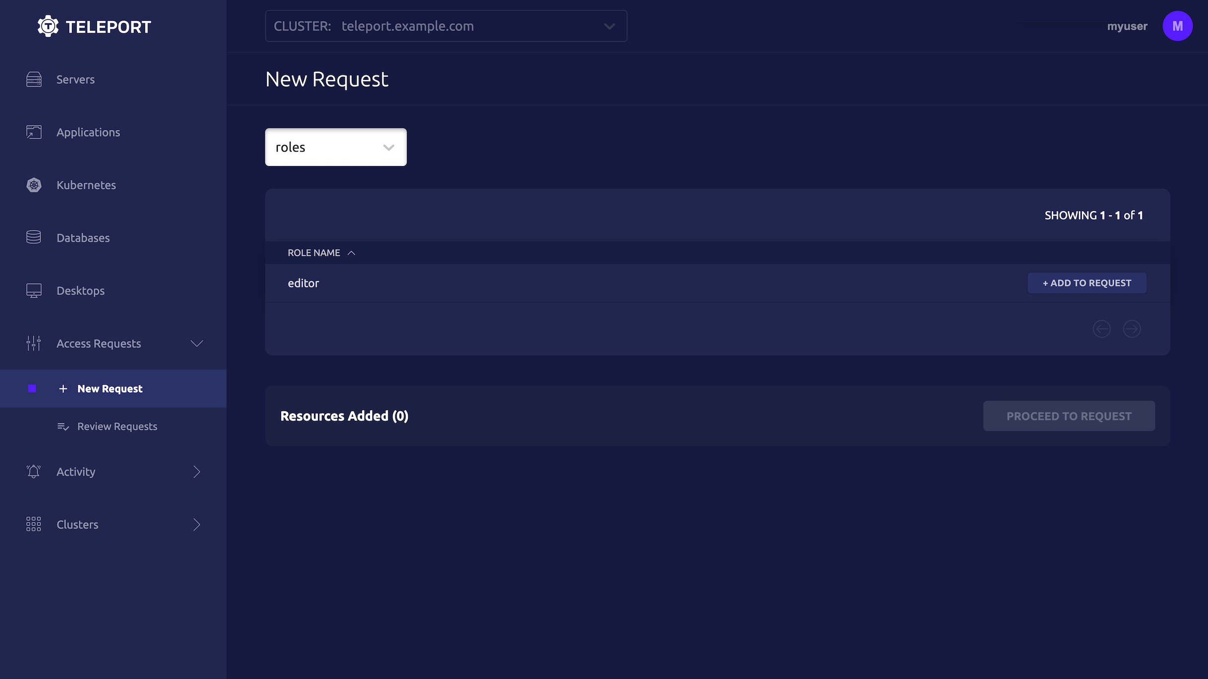 Creating an Access Request using the Web UI