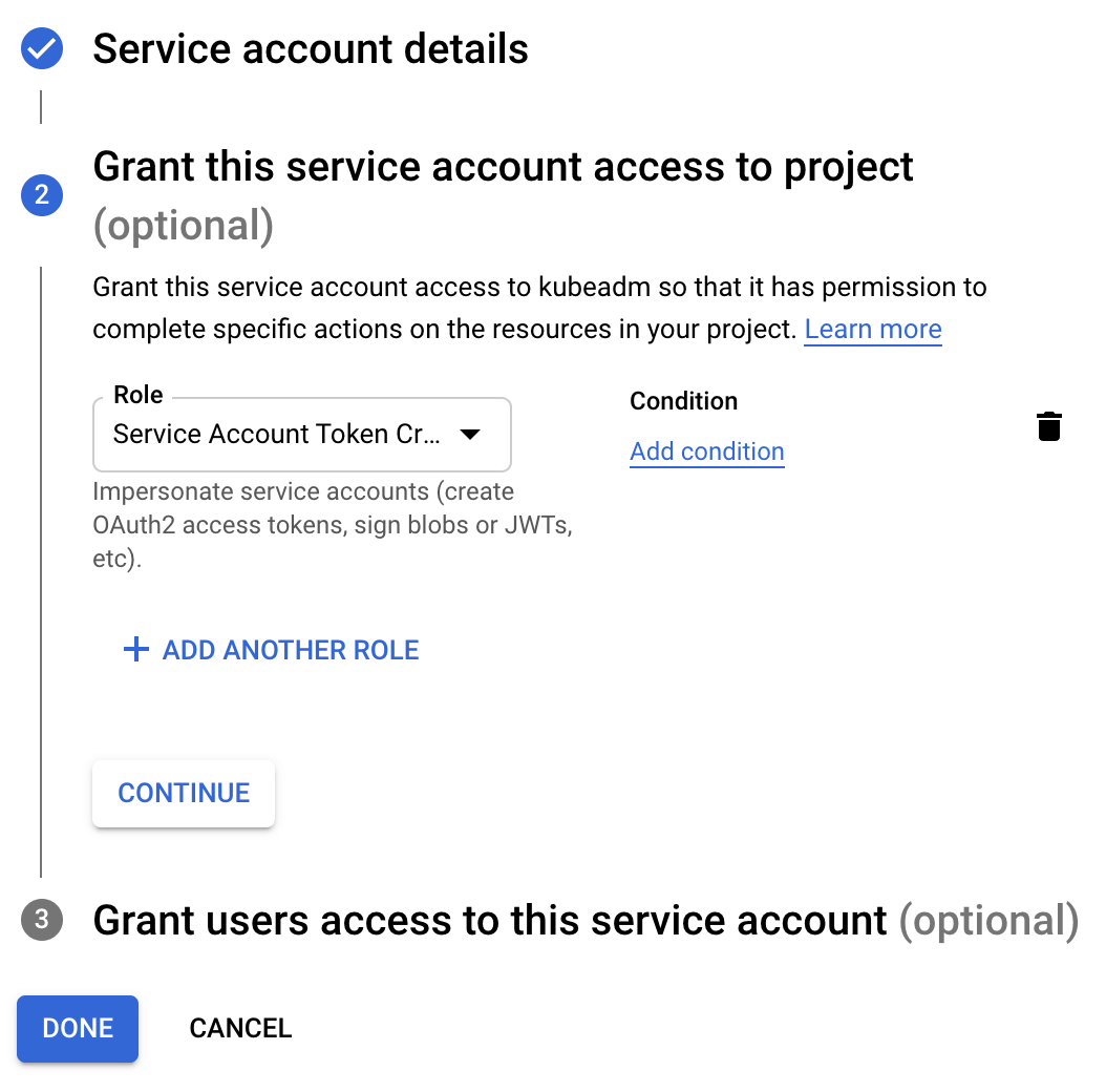 Grant Service Account Token Creator to Service Account