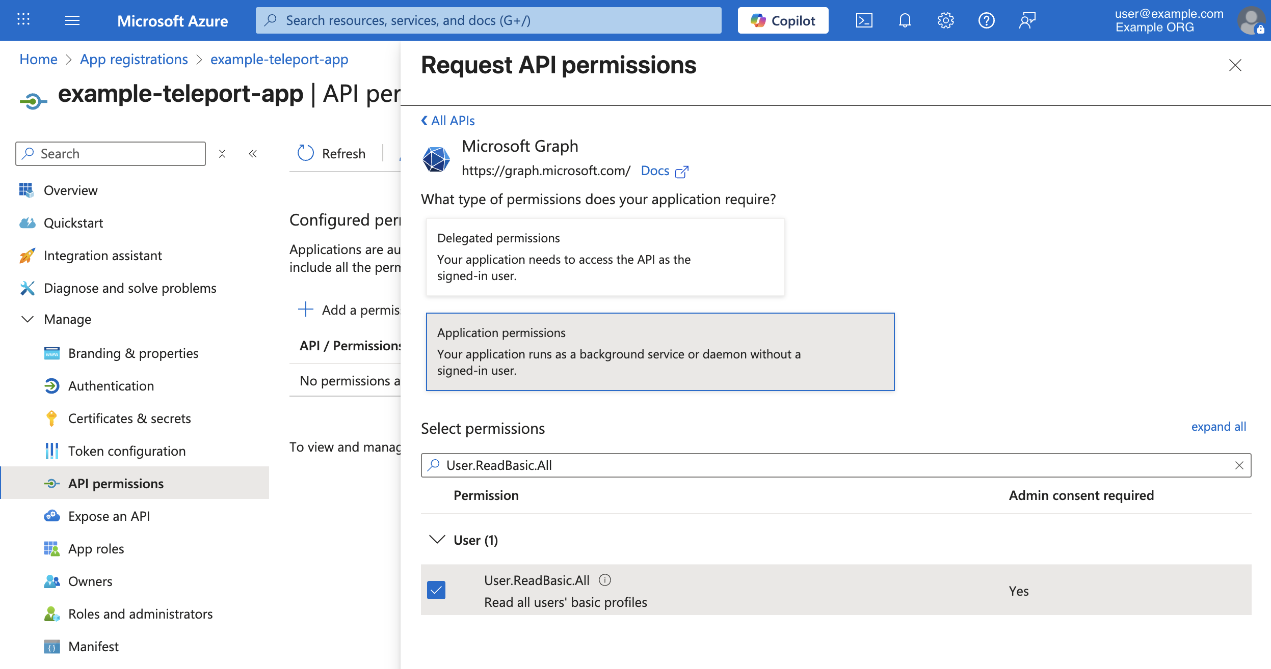 Entra ID OIDC graph permission