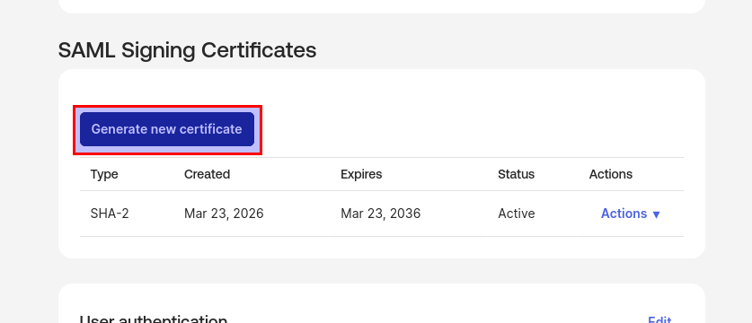 Okta generate new certificate