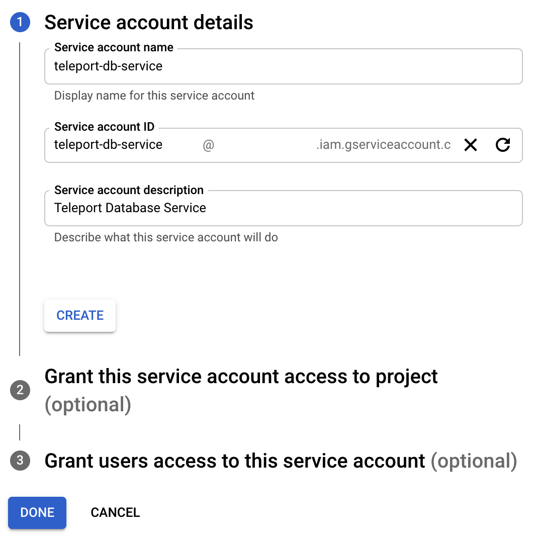 Create Service Account